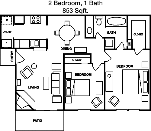 853 sq ft floorplan layout