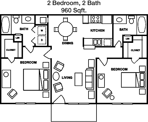 960 sq ft floorplan layout