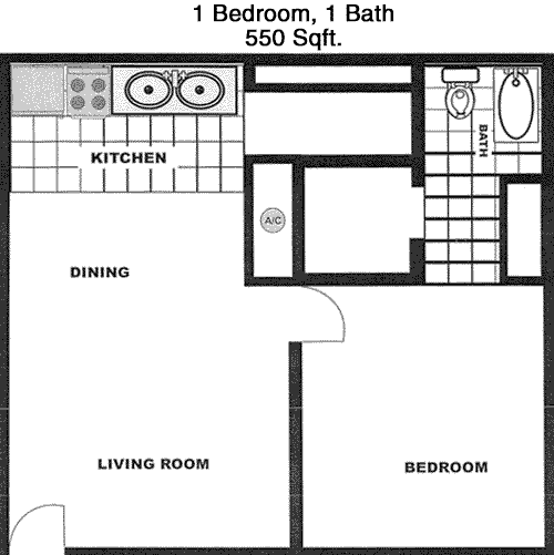 550 sq ft floorplan layout