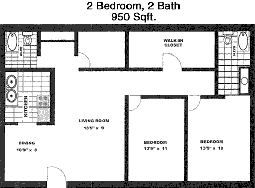 950 sq ft floorplan layout