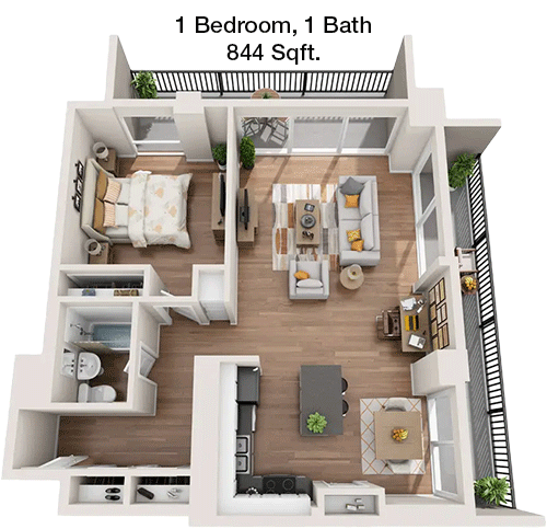 844 sq ft floorplan layout