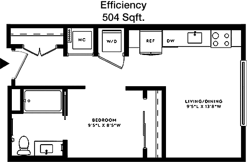 504 sq ft floorplan layout