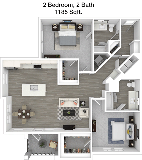 1,185 sq ft floorplan layout