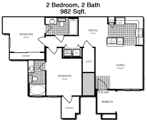 982 sq ft floorplan layout