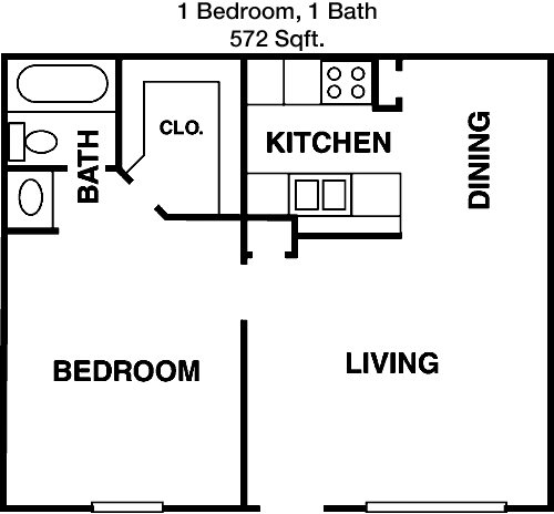572 sq ft floorplan layout