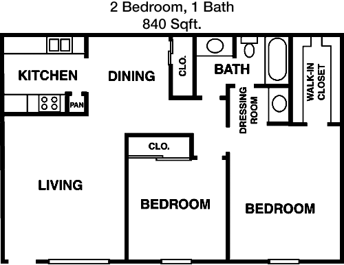 840 sq ft floorplan layout