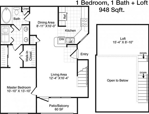 948 sq ft floorplan layout
