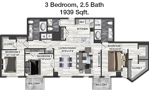 1,939 sq ft floorplan layout