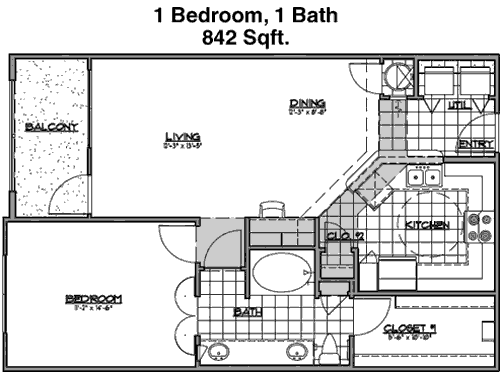 842 sq ft floorplan layout