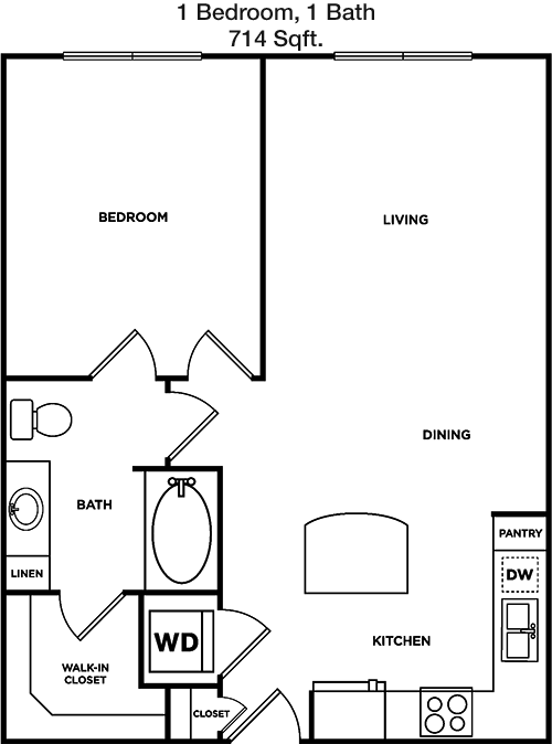 714 sq ft floorplan layout