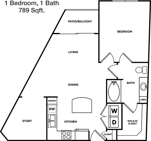 789 sq ft floorplan layout