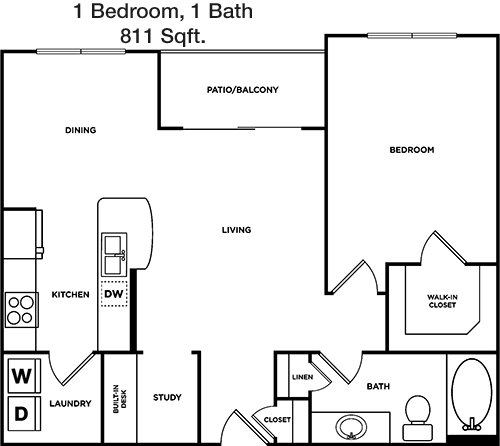 811 sq ft floorplan layout