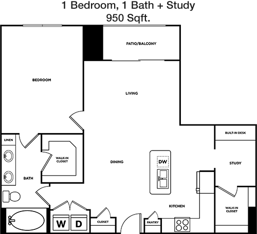 950 sq ft floorplan layout