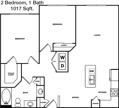 1,017 sq ft floorplan layout