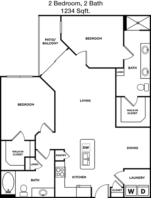 1,234 sq ft floorplan layout