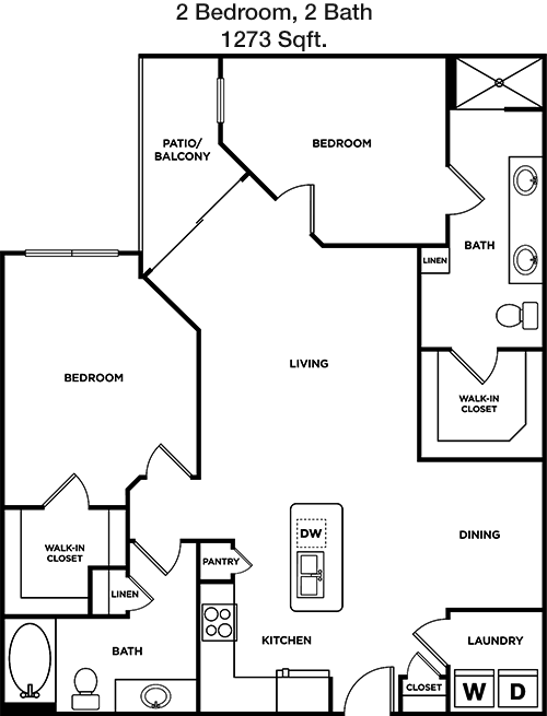 1,273 sq ft floorplan layout