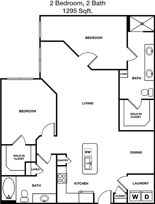 1,295 sq ft floorplan layout