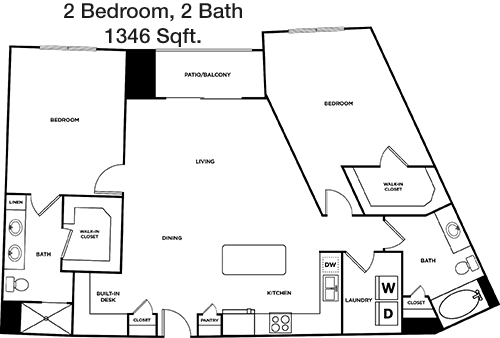 1,346 sq ft floorplan layout