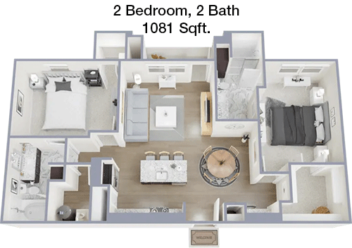 1,081 sq ft floorplan layout