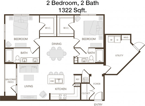1,322 sq ft floorplan layout