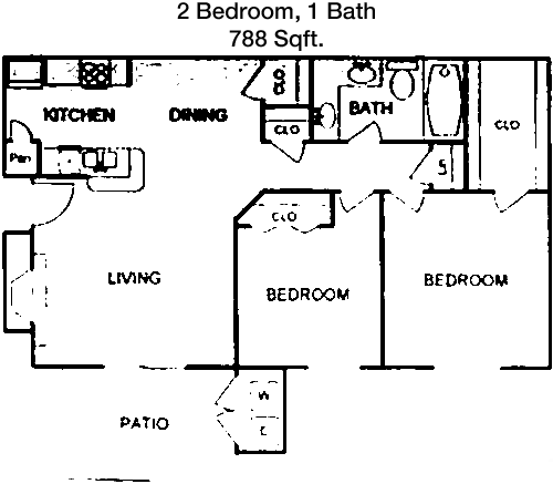 788 sq ft floorplan layout