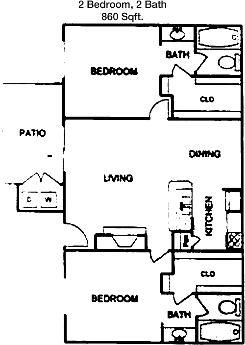 860 sq ft floorplan layout