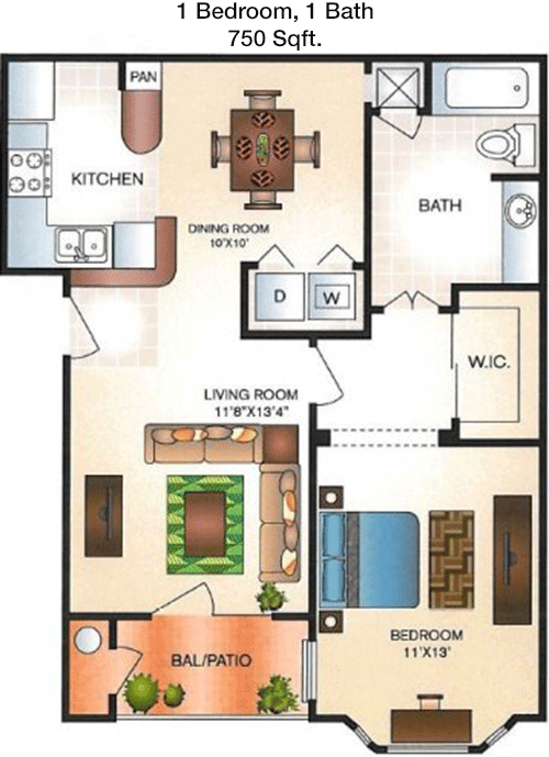 750 sq ft floorplan layout