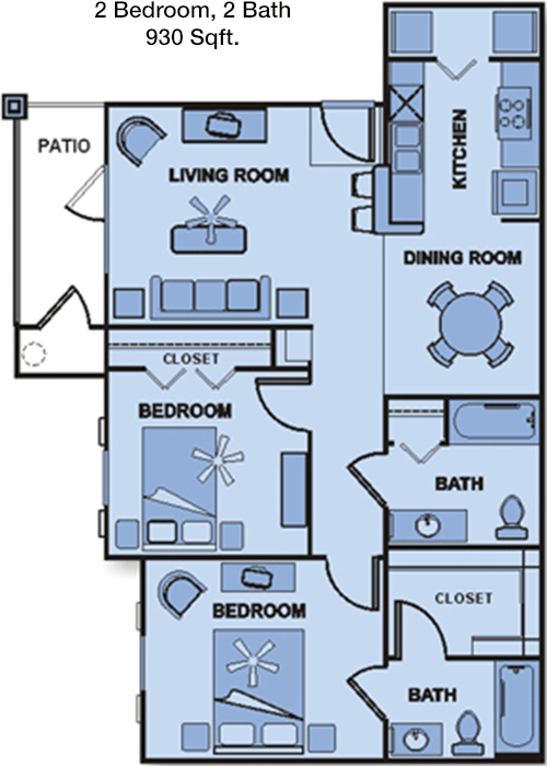 930 sq ft floorplan layout