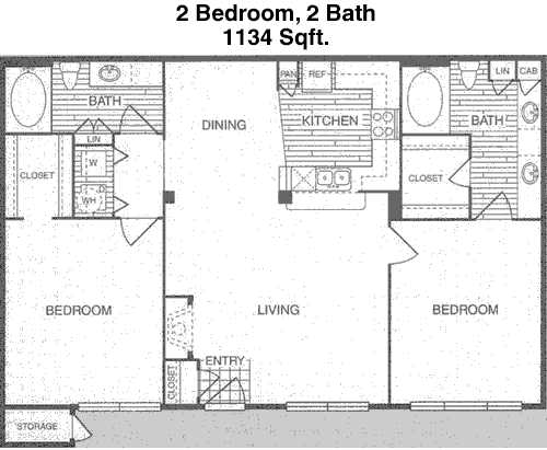 1,134 sq ft floorplan layout