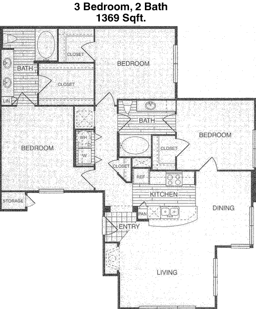 1,369 sq ft floorplan layout