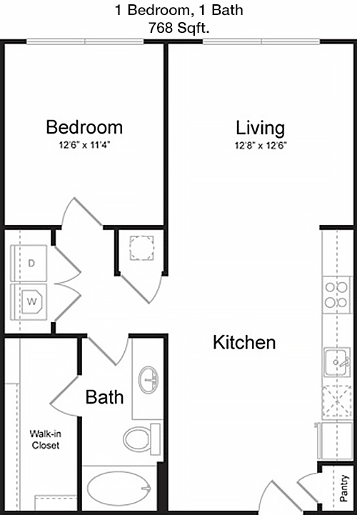 768 sq ft floorplan layout