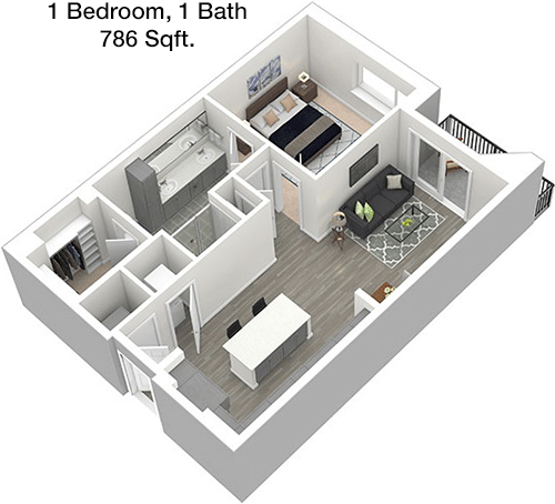 786 sq ft floorplan layout