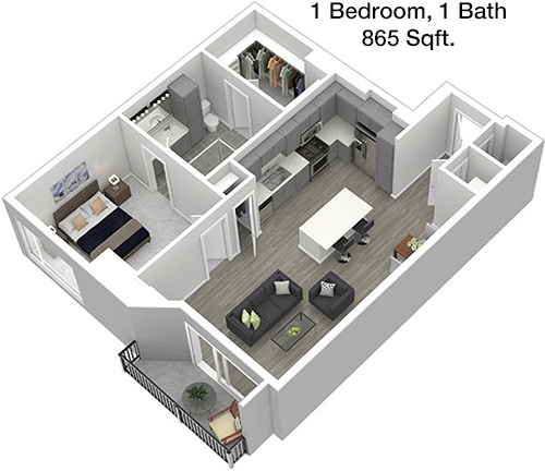 865 sq ft floorplan layout