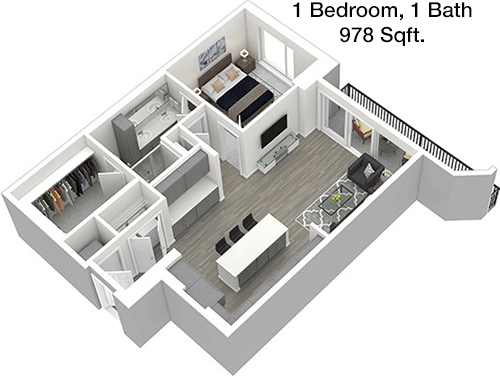 978 sq ft floorplan layout