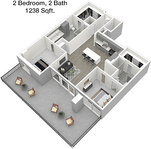 1,238 sq ft floorplan layout