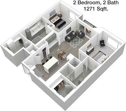 1,271 sq ft floorplan layout