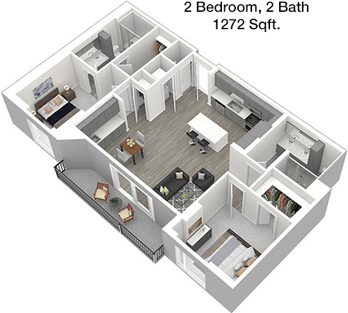 1,272 sq ft floorplan layout
