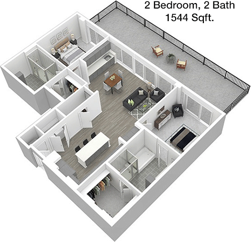 1,544 sq ft floorplan layout