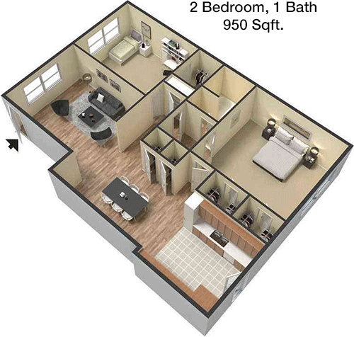 950 sq ft floorplan layout