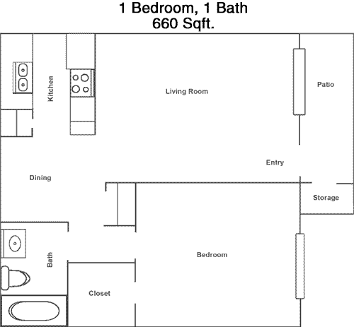 660 sq ft floorplan layout