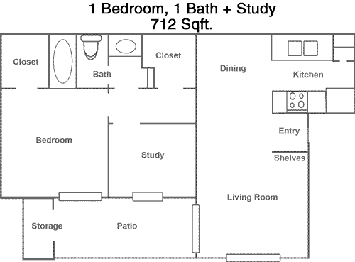 712 sq ft floorplan layout