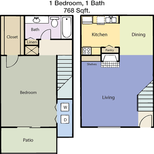 768 sq ft floorplan layout