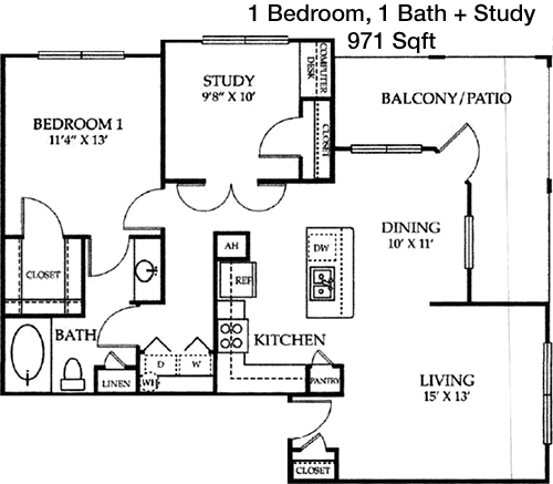 971 sq ft floorplan layout
