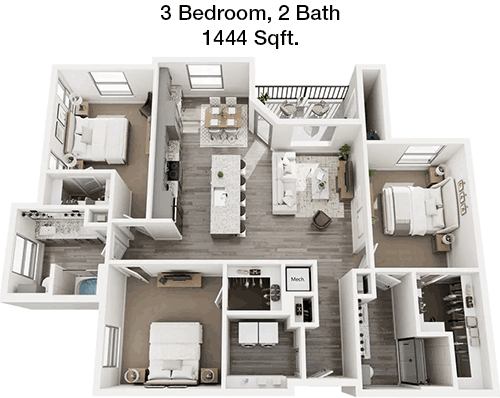 1,444 sq ft floorplan layout