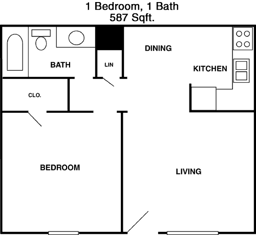 587 sq ft floorplan layout