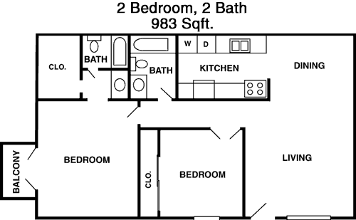 983 sq ft floorplan layout