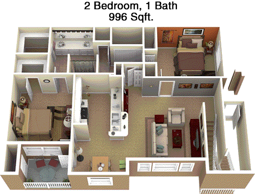 996 sq ft floorplan layout