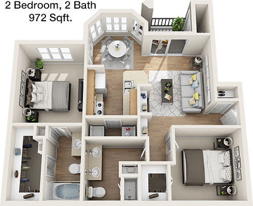 972 sq ft floorplan layout