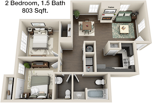 803 sq ft floorplan layout