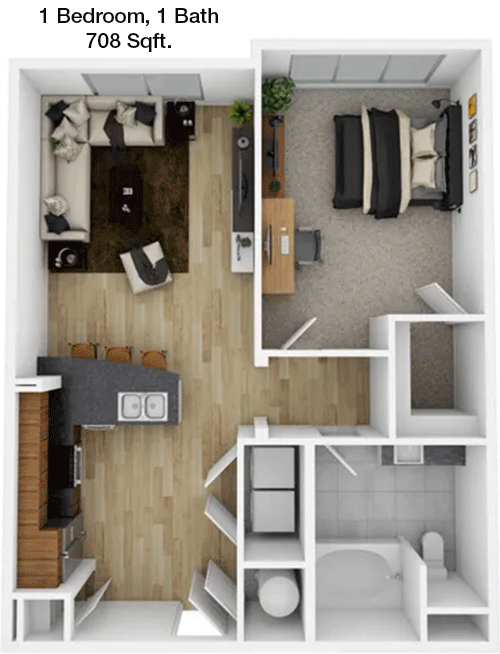 708 sq ft floorplan layout